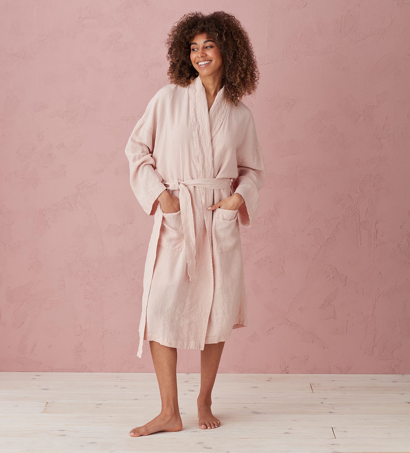 Blush Pink Layla 100% Linen Robe
