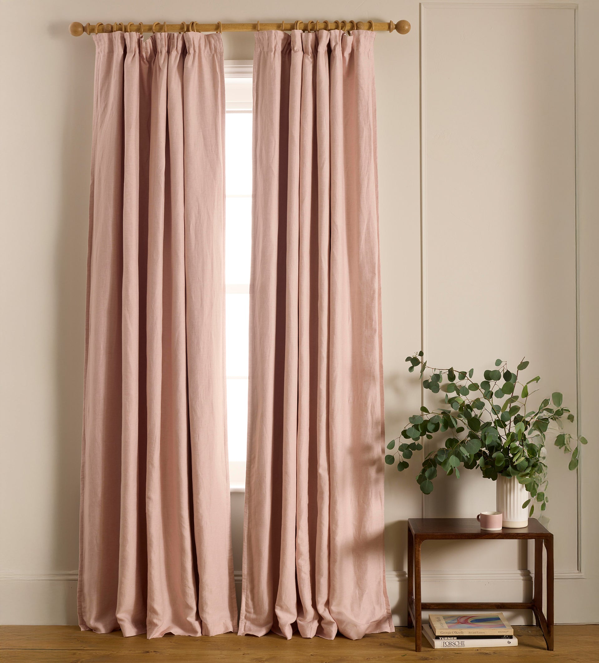Blush Pink Twill Cotton Blackout Pencil Pleat Curtains