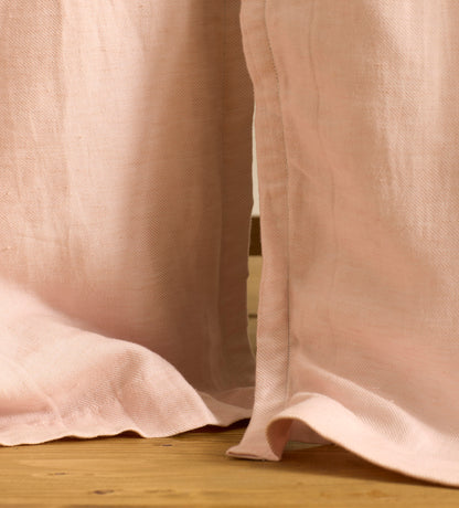 Blush Pink Twill Cotton Linen Blackout Pencil Pleat Curtains (Pair)