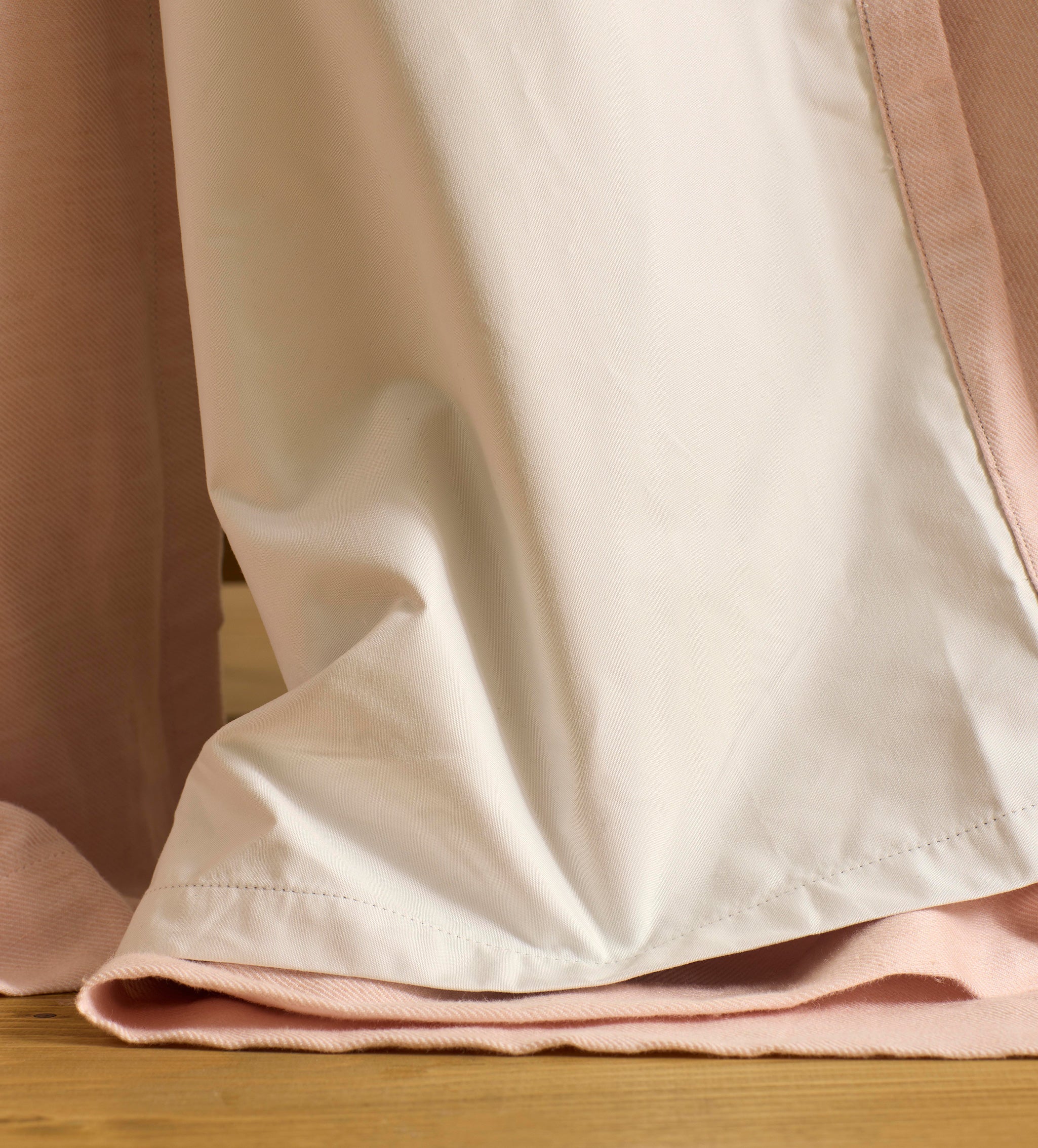 Blush Pink Twill Cotton Linen Blackout Pencil Pleat Curtains (Pair)