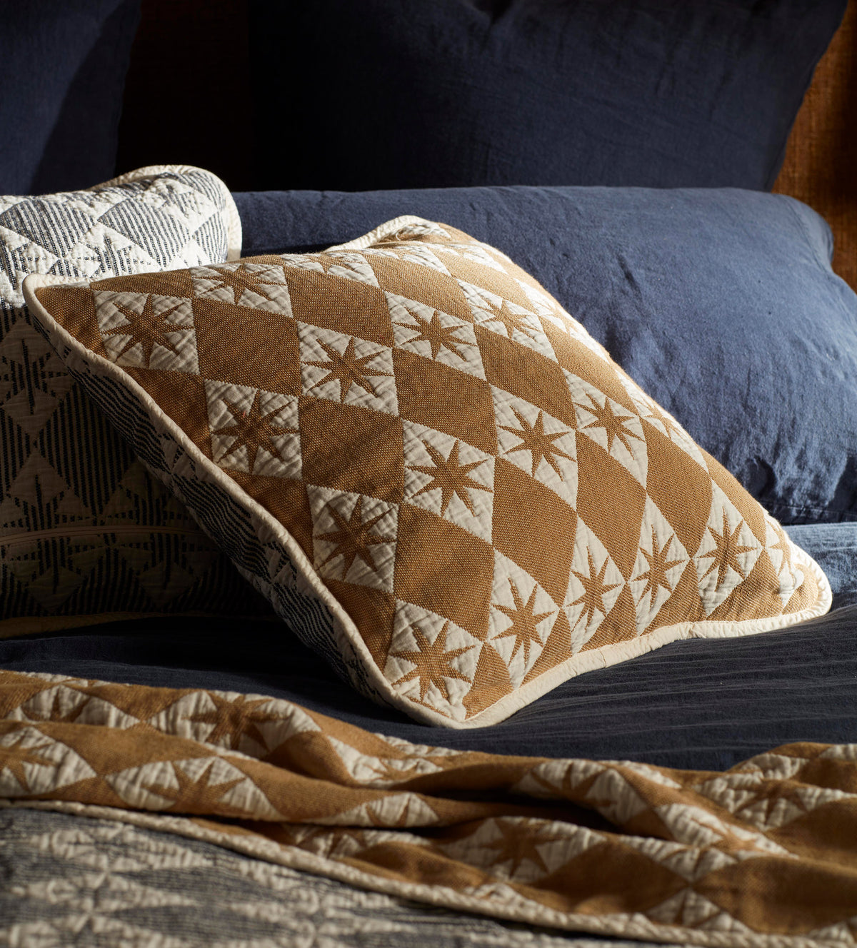 Bronze Bronte 100% Organic Cotton Quilted Cushion Cover