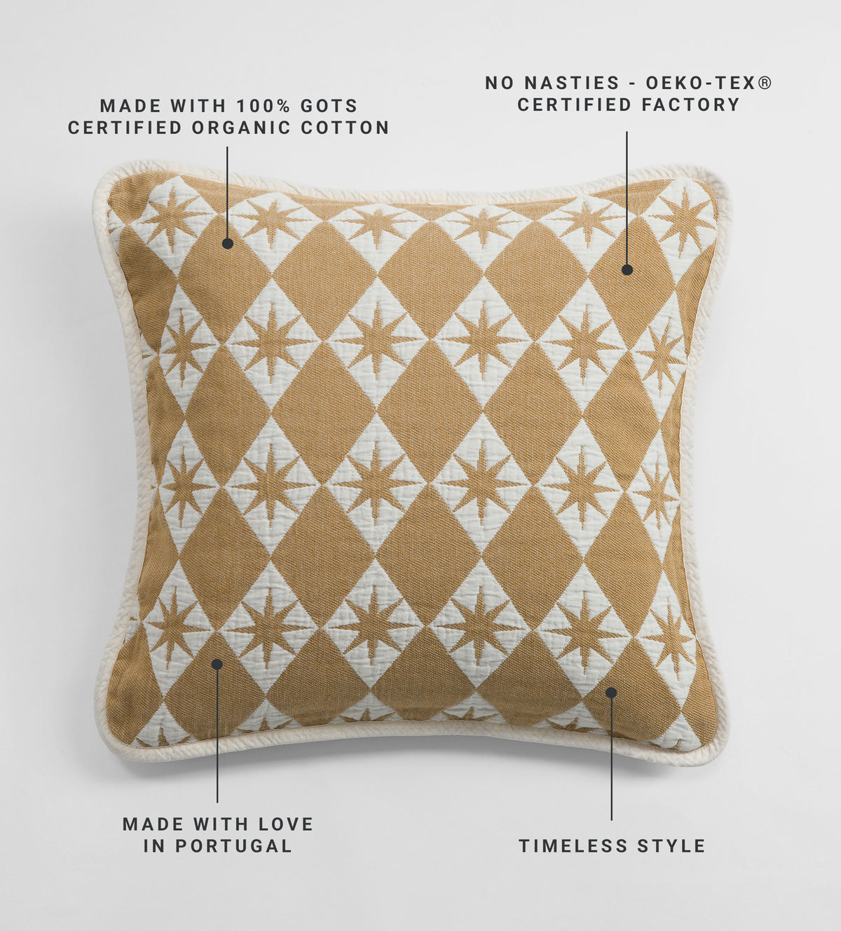 Bronze Bronte 100% Organic Cotton Quilted Cushion Cover