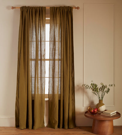 Bronze 100% Linen Loop Top Curtain (Single)
