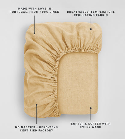 Buttercup 100% Linen Fitted Sheet