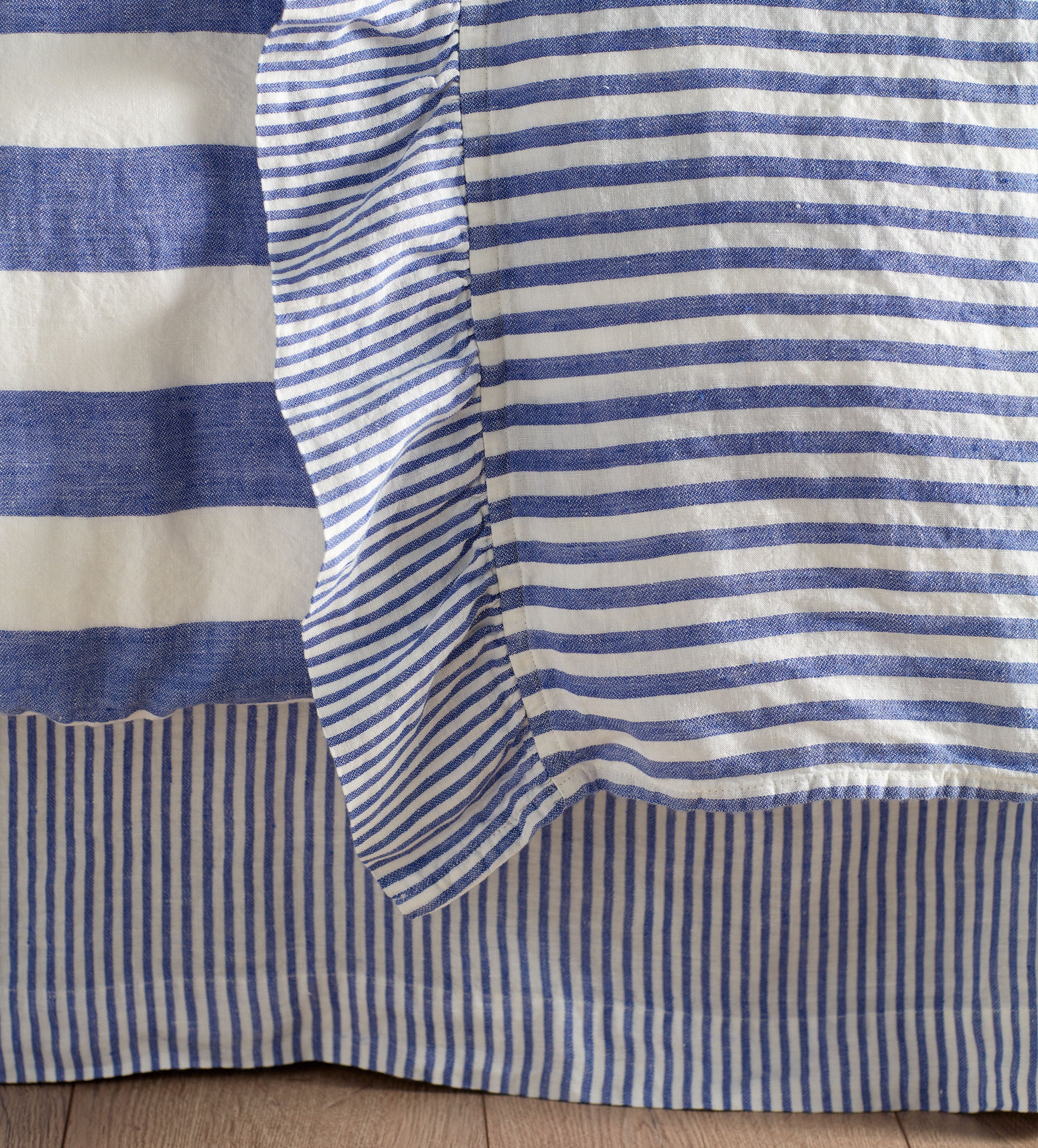 Cobalt Cora Stripe 100% Linen Bed Linen