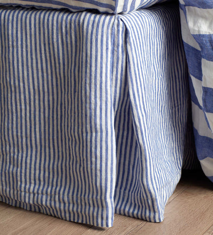 Cobalt Cora Stripe 100% Linen Bed Linen
