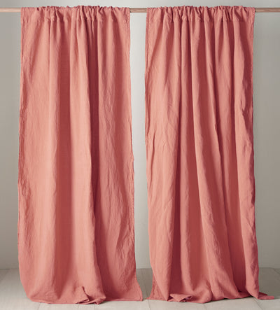Canyon Pink 100% Linen Loop Top Curtain (Single)
