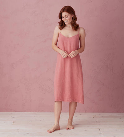 Canyon Pink Alice 100% Linen Cami Nightie