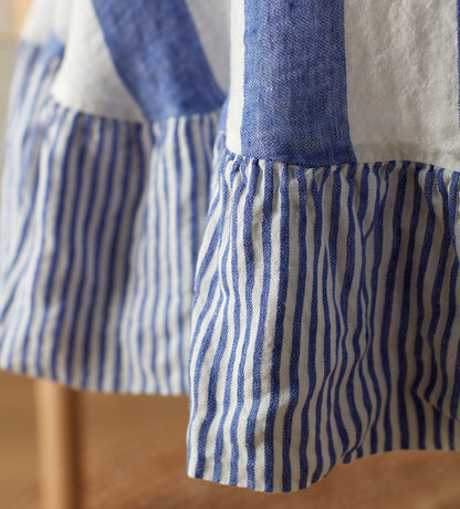 Cobalt Cora 100% Linen Frill Tablecloth