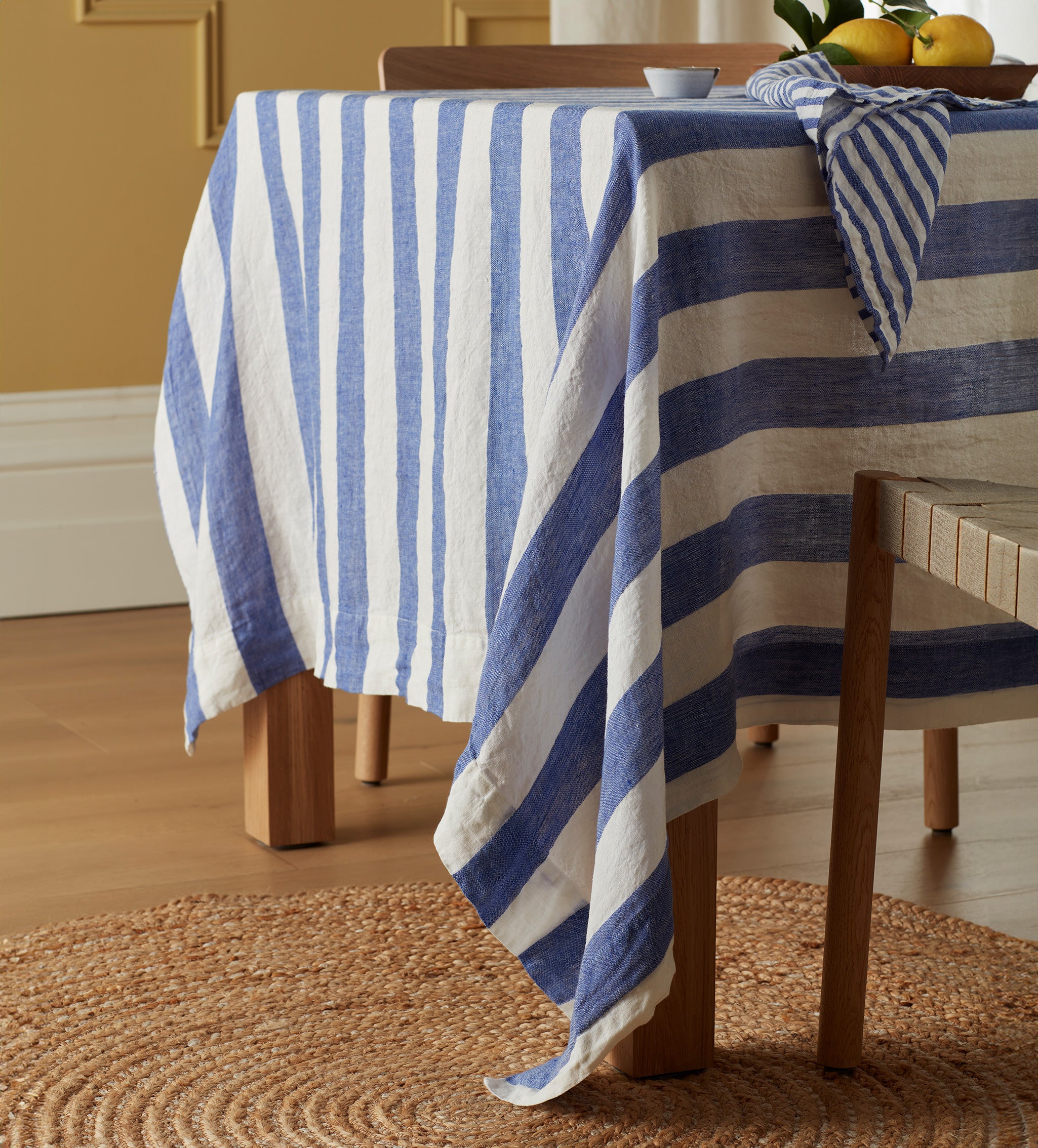 Cobalt Cora 100% Linen Tablecloth