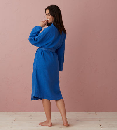 Cobalt Blue Layla 100% Linen Robe