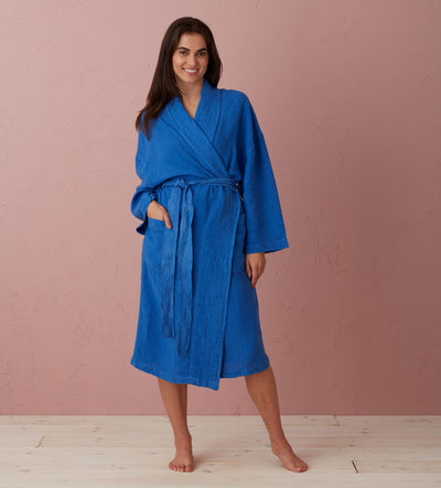Cobalt Blue Layla 100% Linen Robe
