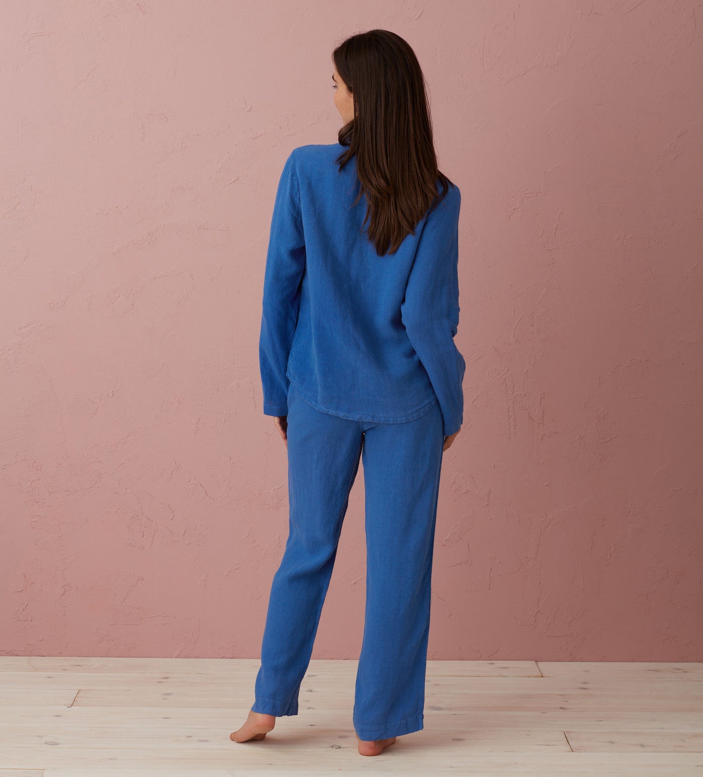 Cobalt Polly 100% Linen Pyjama Top