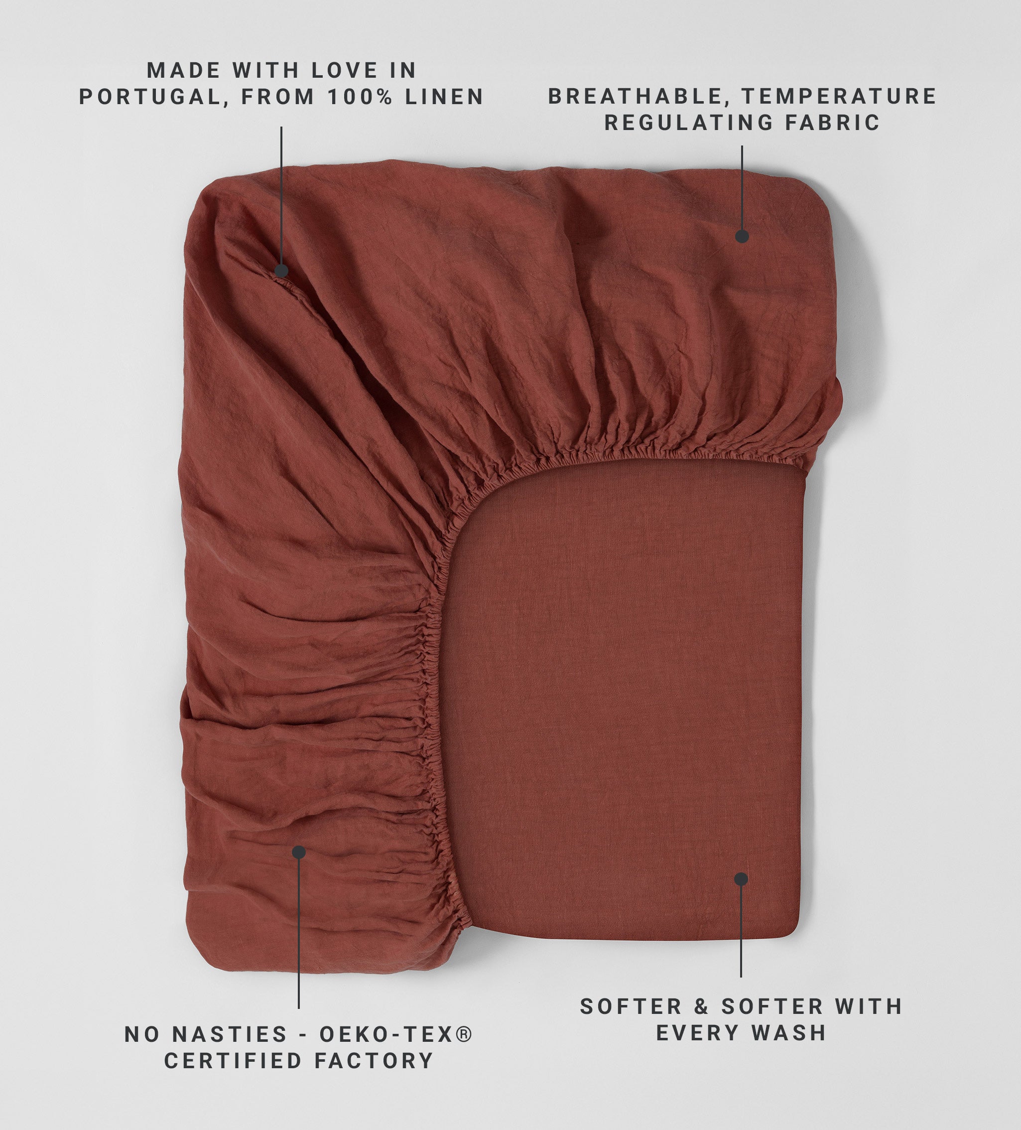 Conker 100% Linen Fitted Sheet