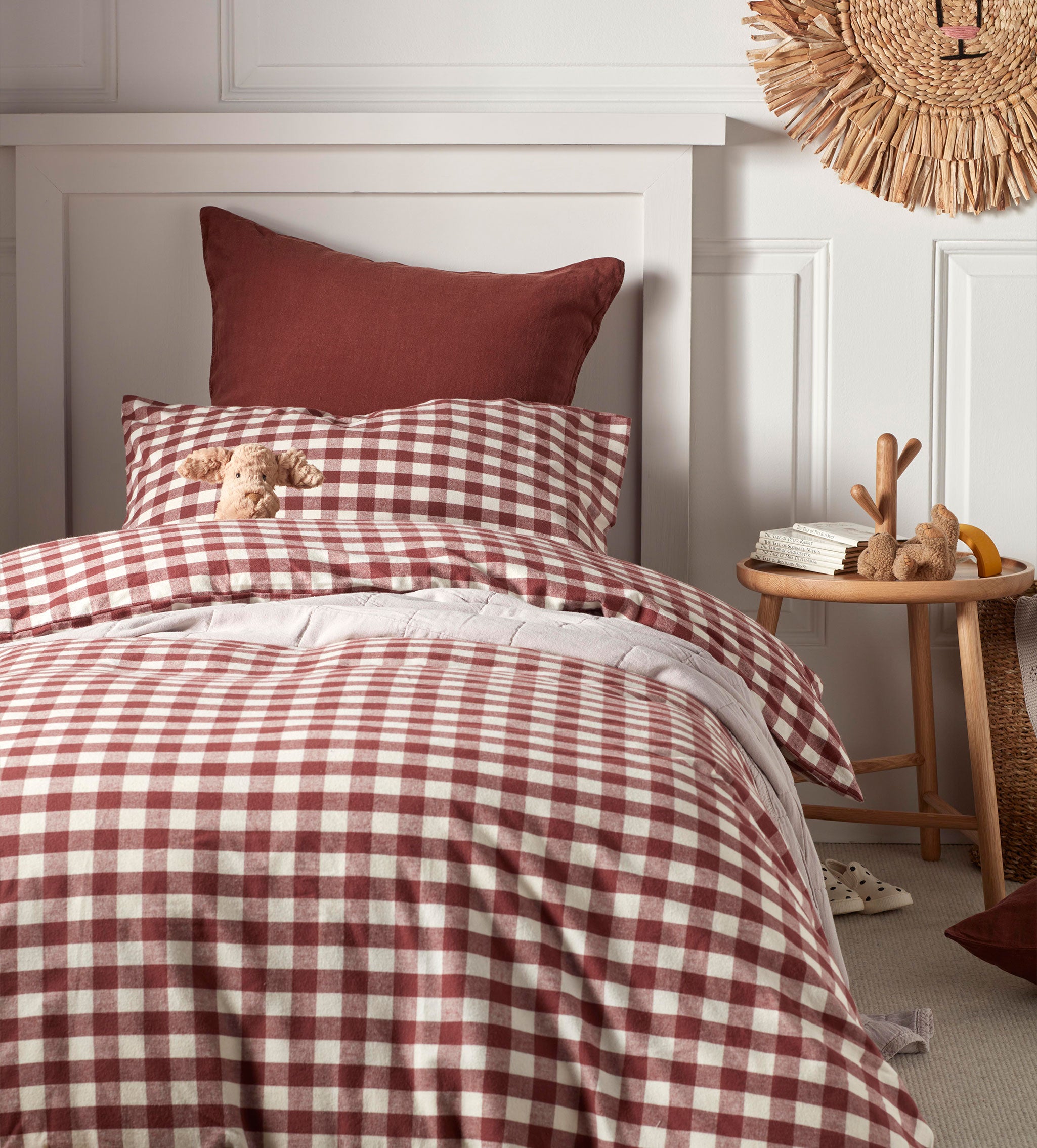 Conker Gilbert Gingham Brushed 100 Organic Single Duvet Cover Set
