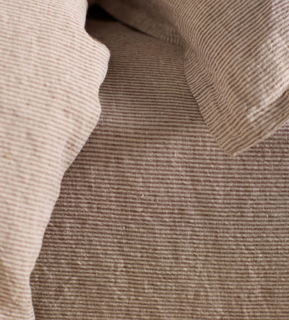 Conker Sid Stripe 100% Linen Bed Linen