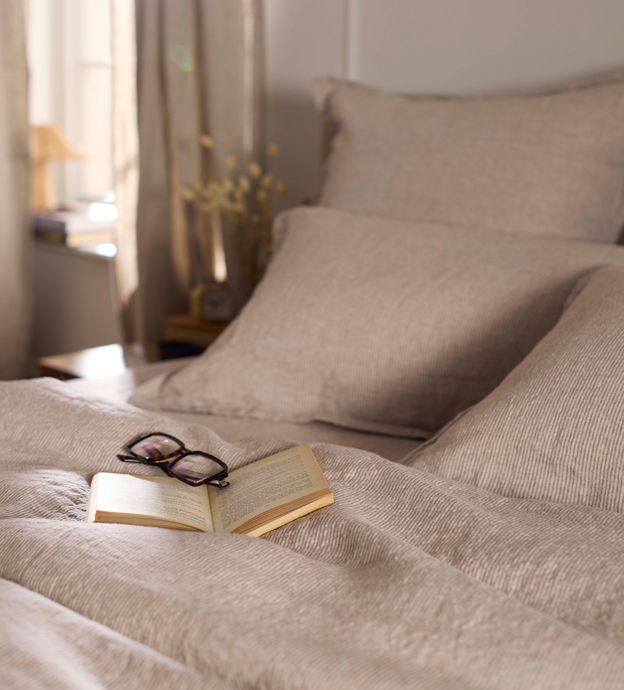 Conker Sid Stripe 100% Linen Bed Linen