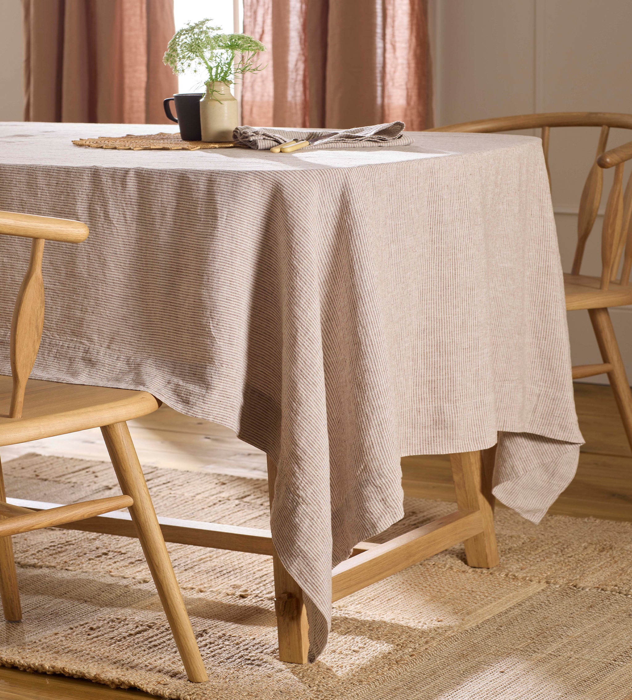 Conker Sid Stripe 100% Linen Tablecloth