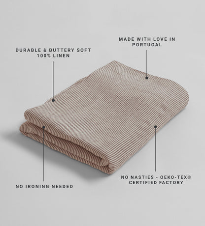 Conker Sid Stripe 100% Linen Tablecloth