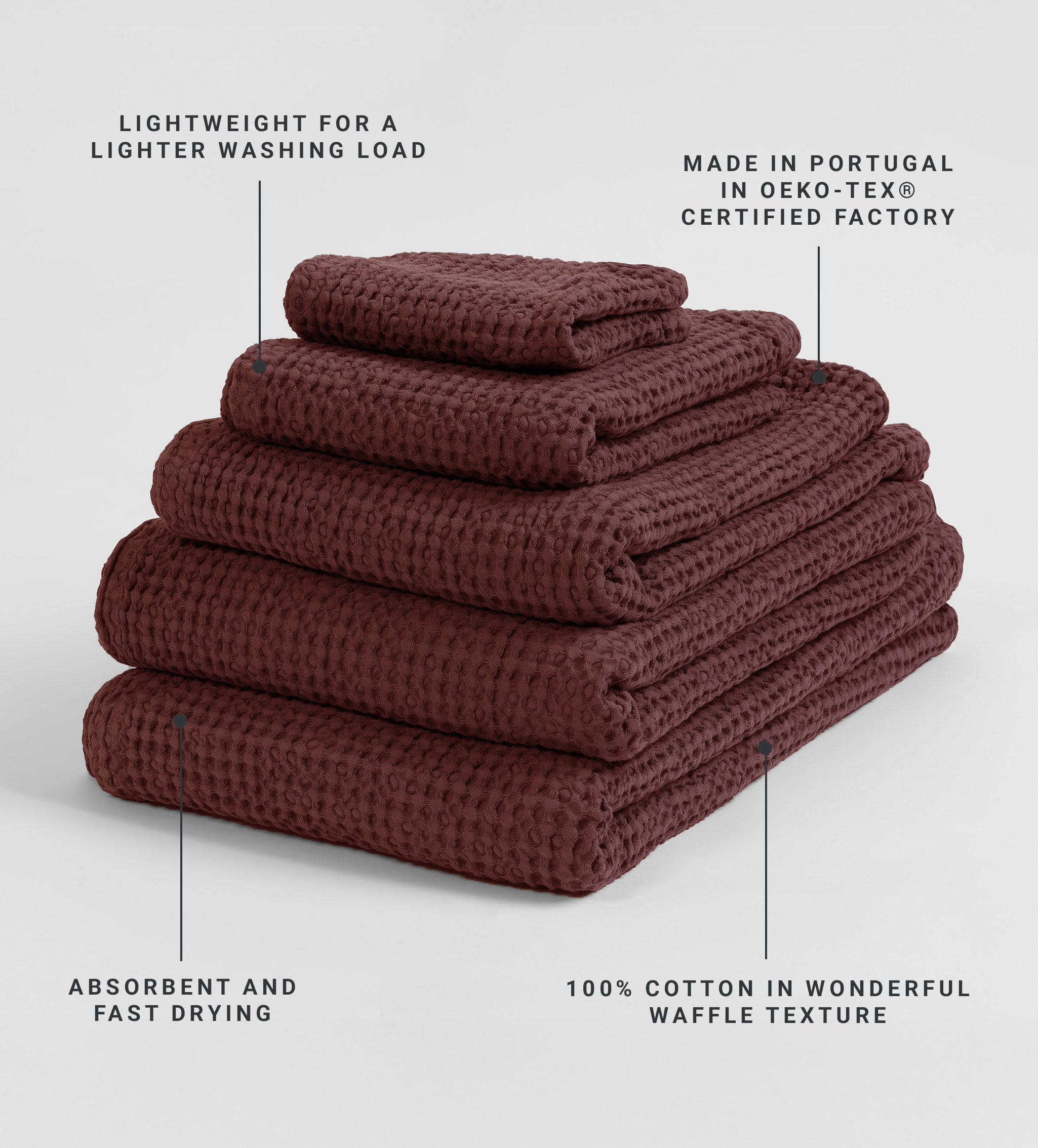 Conker Waffle 100% Organic Cotton Towels