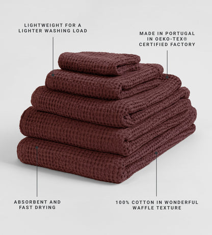 Conker Waffle 100% Organic Cotton Towels