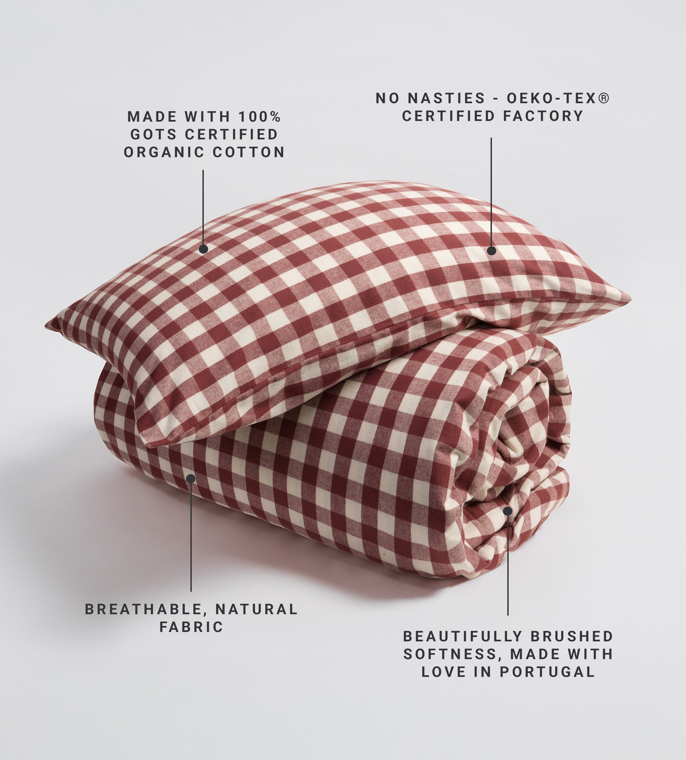 Conker Gilbert Gingham Brushed 100% Organic Cotton Bed Linen