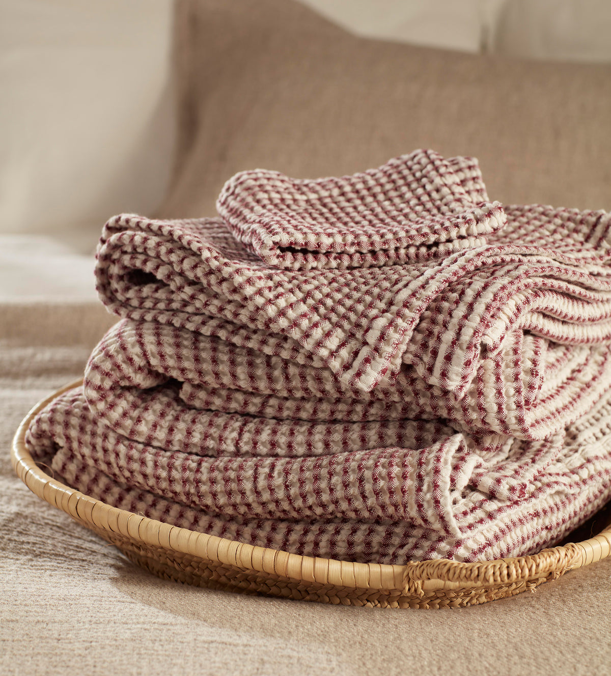 Conker Stripe 100% Organic Cotton Waffle Towel