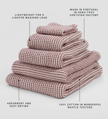 Conker Stripe 100% Organic Cotton Waffle Towel