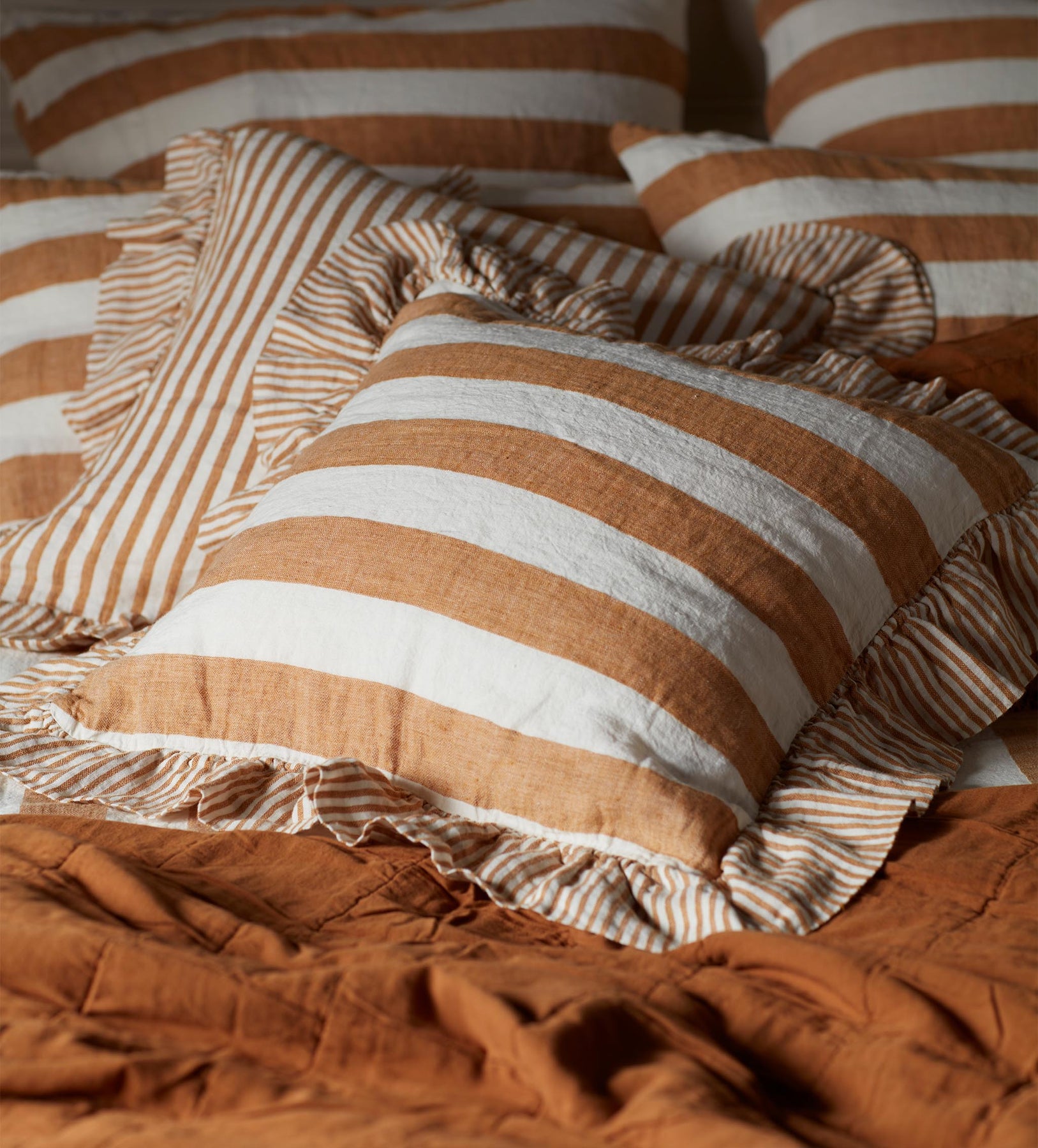 Linen Store Amber Cora Stripe 100% Linen Bed Linen | Secret Linen Store