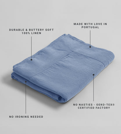 Cornflower Blue 100% Linen Tablecloth