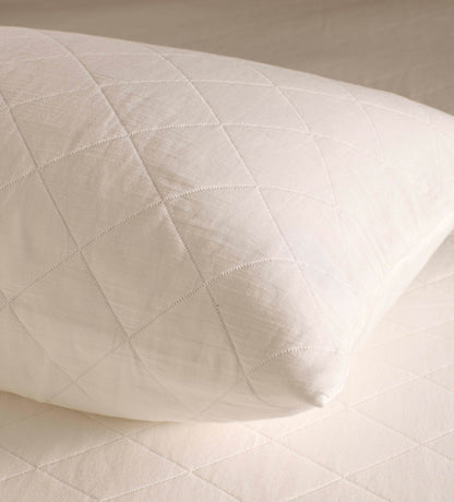 White Quilted 100% Organic Cotton Pillow Protector