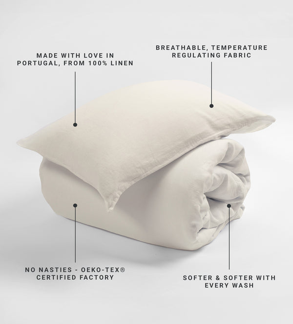Cream 100% Linen Housewife Pillowcase