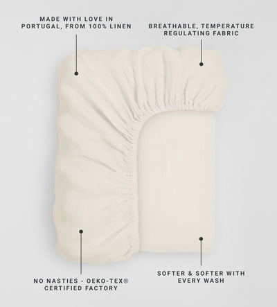 Cream 100% Linen Fitted Sheet