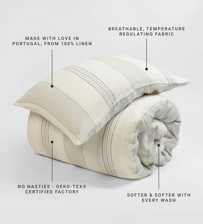 Cream Sophie Stripe 100% Linen Bed Linen