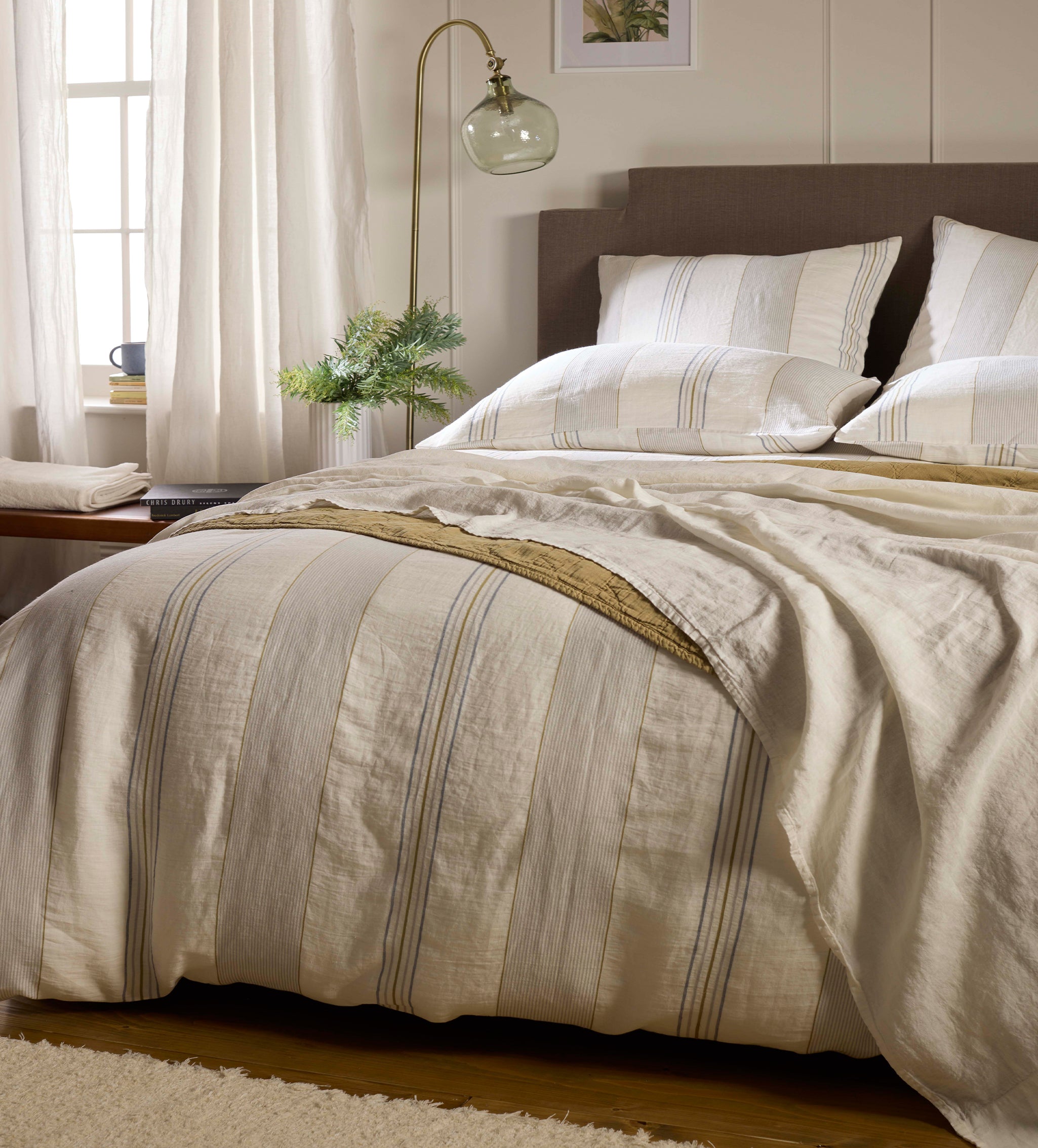 Cream Sophie Stripe 100% Linen Bed Linen