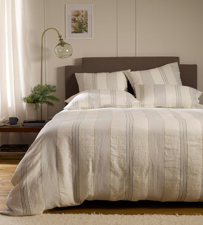 Cream Sophie Stripe 100% Linen Bed Linen