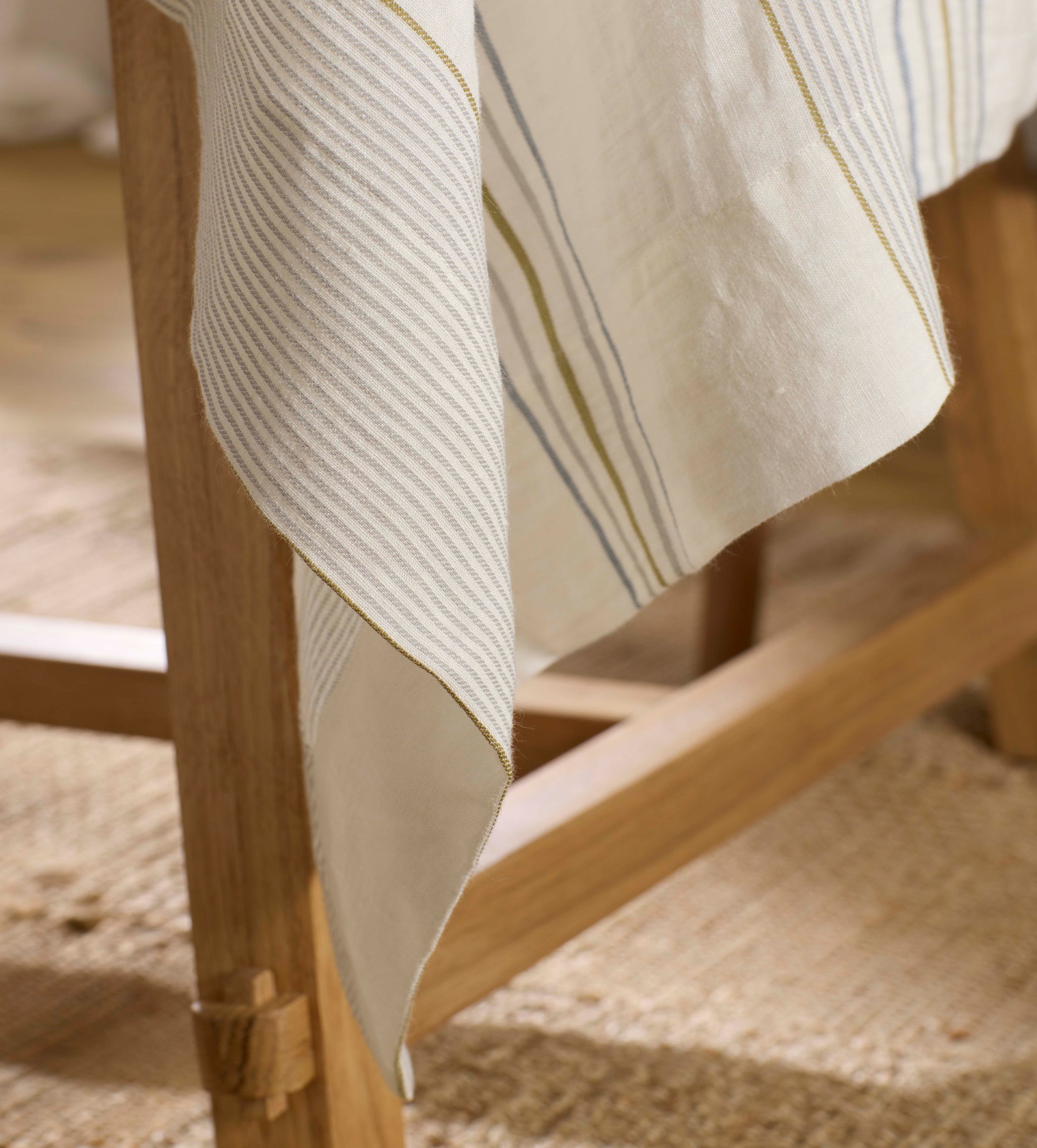 Cream Sophie Stripe 100% Linen Tablecloth