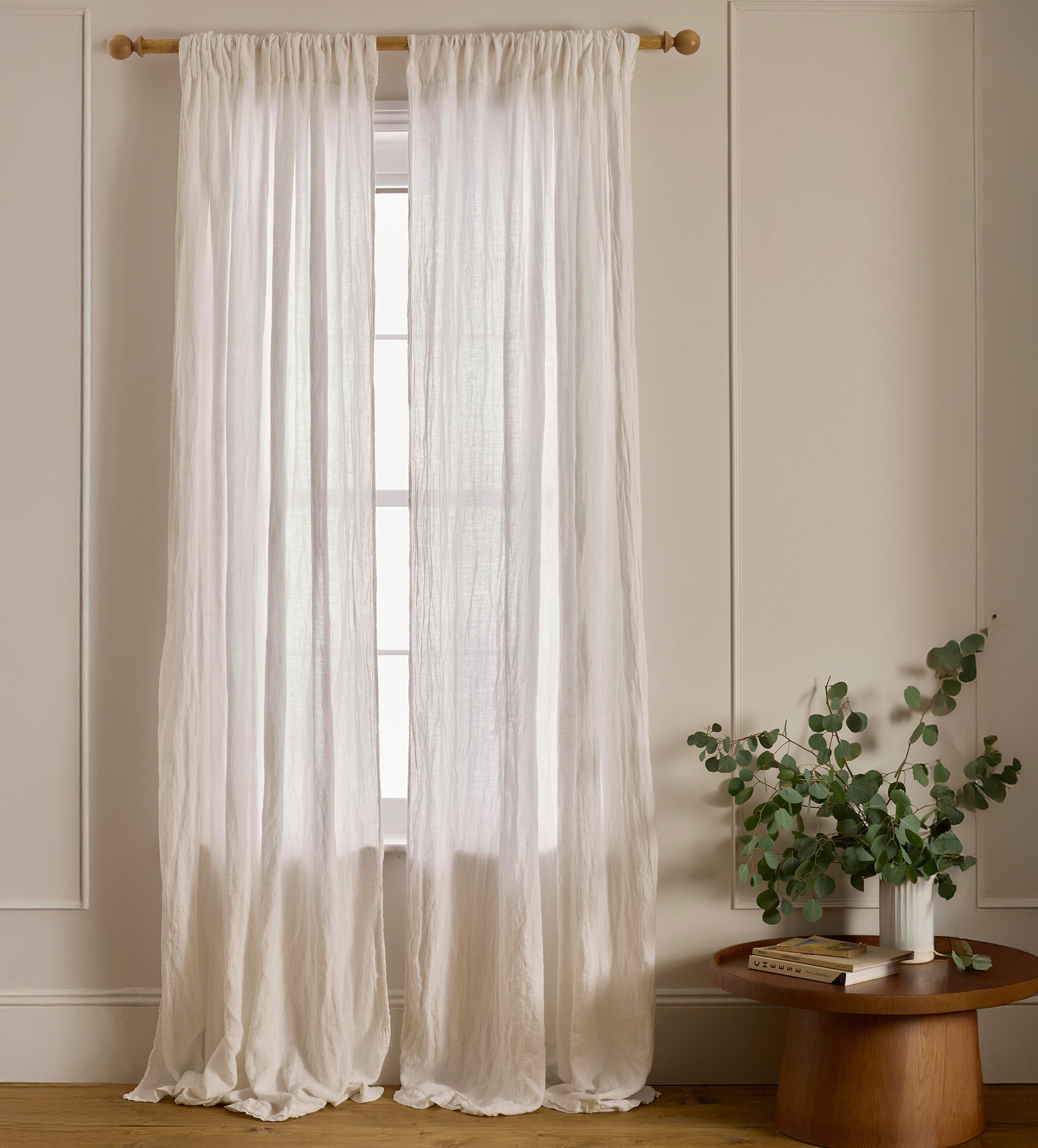 Cream 100% Linen Loop Top Curtain (Single)