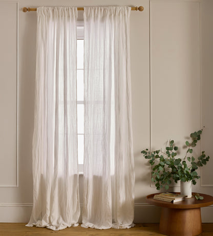 Cream 100% Linen Loop Top Curtain (Single)