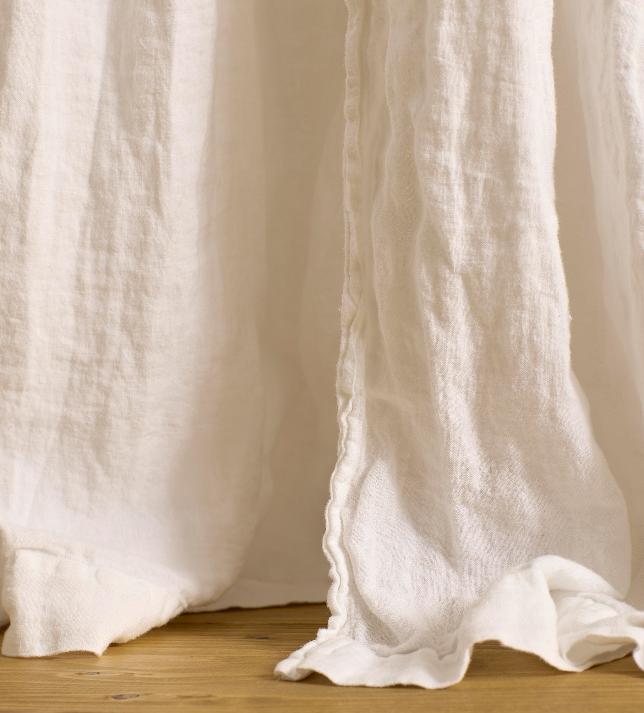 Cream 100% Linen Loop Top Curtain (Single)