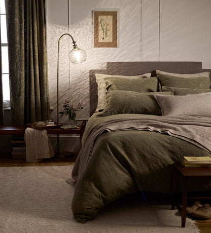 Dark Olive Claudia Cotton Linen Bed Linen
