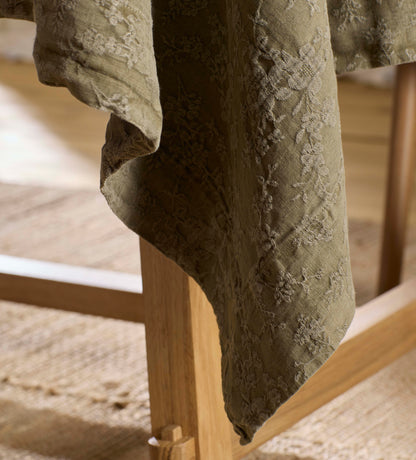 Dark Olive Claudia Cotton Linen Tablecloth