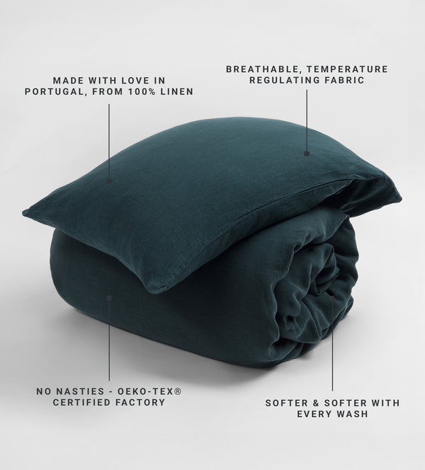 Darkest Spruce 100% Linen Housewife Pillowcase