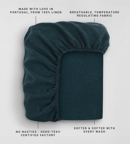 Darkest Spruce 100% Linen Fitted Sheet