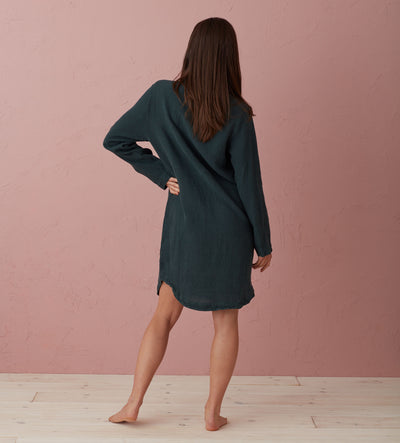 Darkest Spruce 100% Linen Nightwear