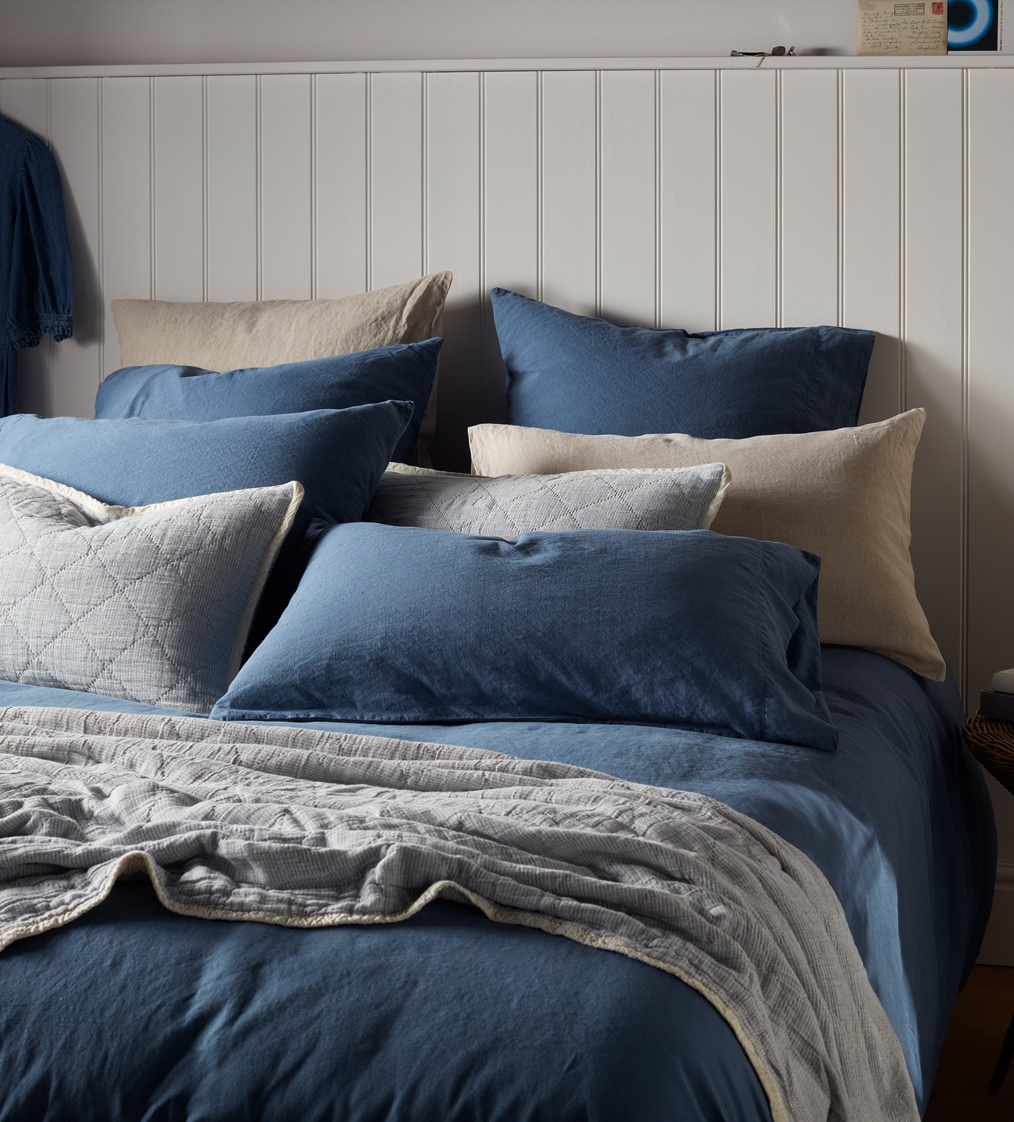 Blue Lenny 100% Cotton Quilted Throw