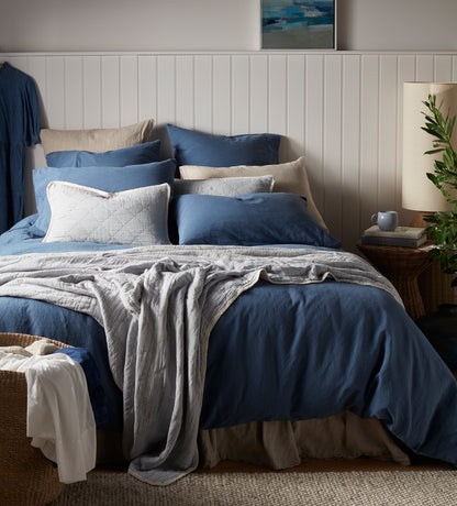 Blue Lenny 100% Cotton Quilted Throw