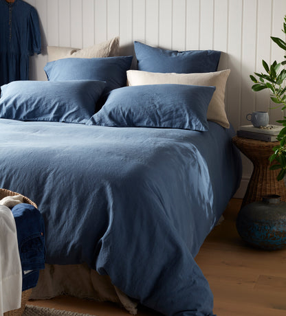 Blue Linen Blend Duvet Cover