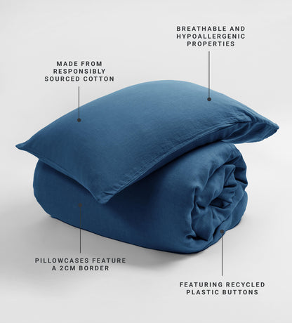 Blue Linen Blend Duvet Cover