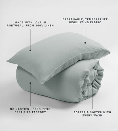 Duck Egg 100% Linen Housewife Pillowcase